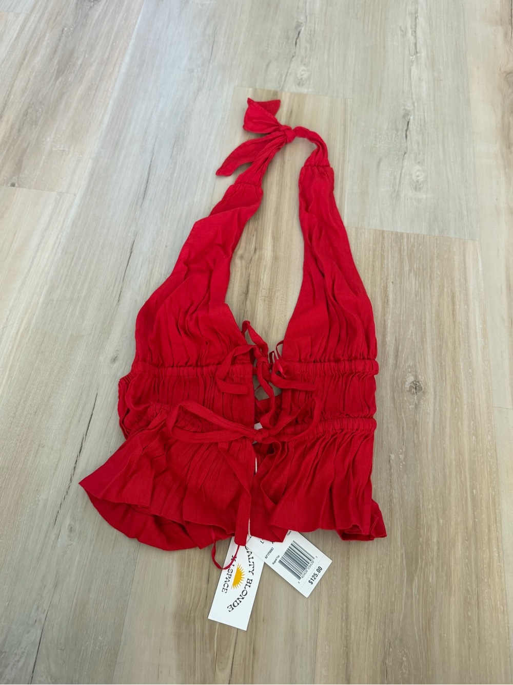 l*space Red Halter Tie-Front Camisole